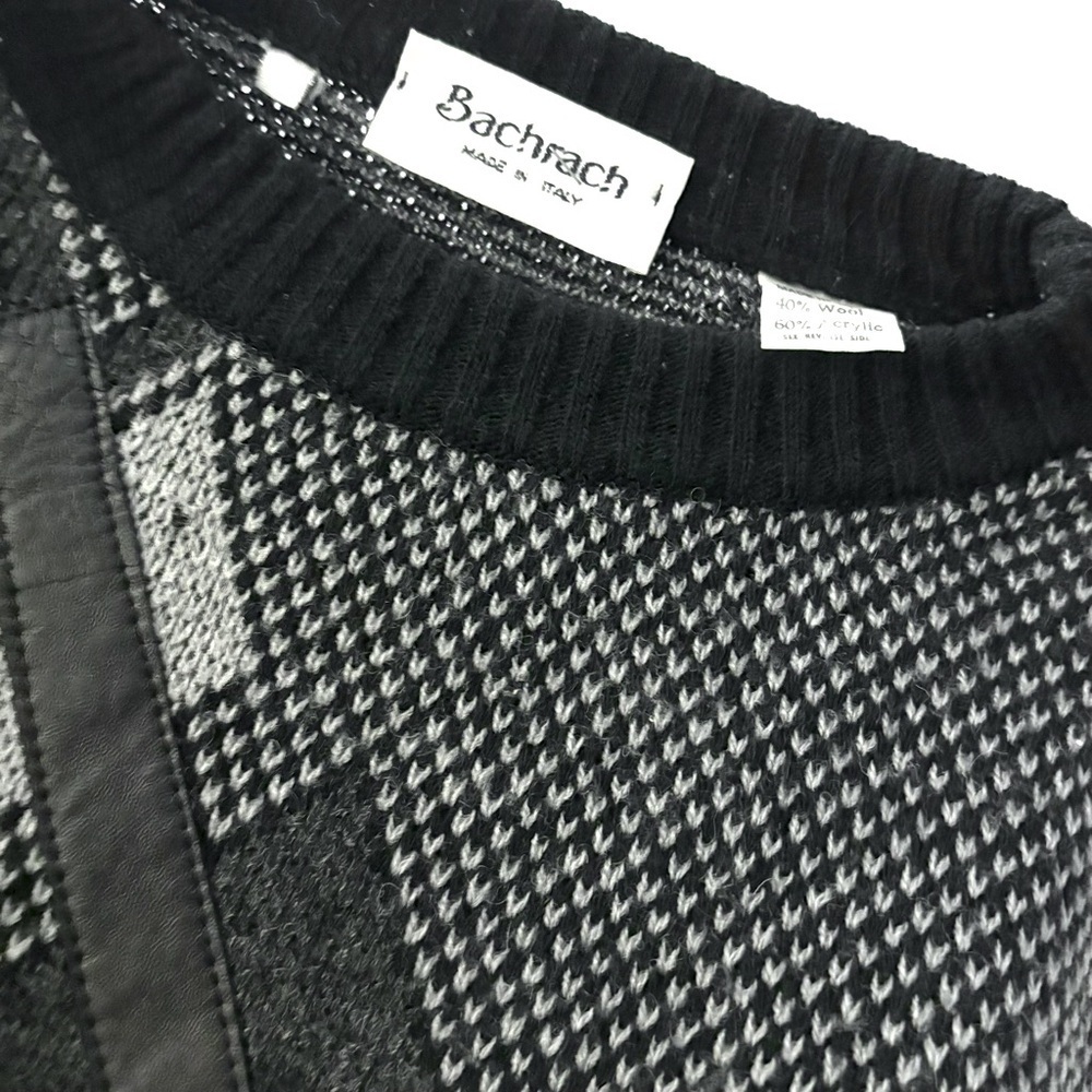 BACHRACH Vintage Knit Sweater Wool Blend Geometric 3D, black and gray. - Picture 4 of 4